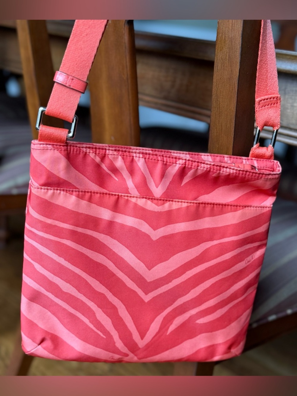 Coach Devin Zebra Pattern Nylon Crossbody Bag F77541 - Picture 6 of 13